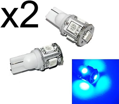 Pack of 2, T3 1/4 Miniature Wedge 5 LED 1W Tower 12V AC/DC 194 921 T5 Accent Courtesy Landscape (Bright Blue)