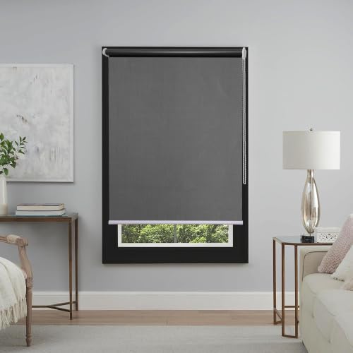 Image of Roller Blinds 300 GSM Polyester Fabric Waterproof & Sun Blockage Corded Roll Up and Down Blinds Curtains for Window, Door, Balcony (Grey Color 2.5 X 8.5 Feet, Pack of 1 Piece)