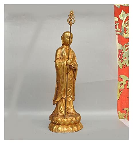 Aurh Wedding Decoration Old Tibetan Bronze 24K Gold Ksitigarbha Jizo Monk Bodhisattva Buddha Statue Tianminjiedm #TOP3