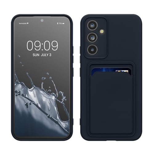 kwmobile Case Compatible with Samsung Galaxy A54 5G Case - TPU Phone Cover with Credit Card Holder - Dark Blue