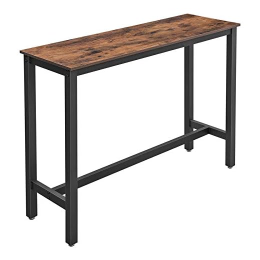 VASAGLE Narrow, Bar Table with Sturdy Metal Frame, Easy Assembly, Industrial Design, 15.7" W, Rustic Brown