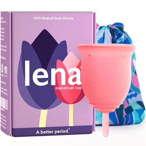Lena Menstrual Cup Original Large, Pink – Reusable Silicone Period Cup for Heavy Flow, 12-Hour Leak-Free Protection, Soft & Comfortable, Beginner-Friendly Design