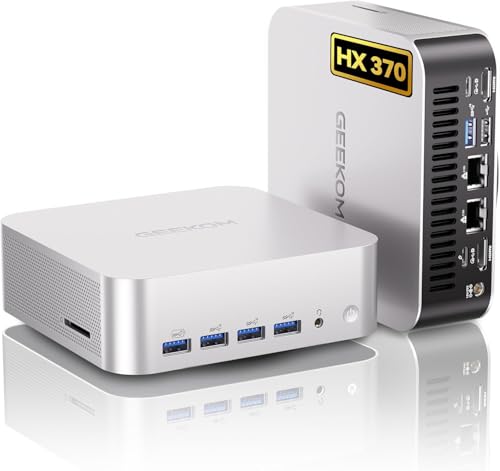 【2025新型・AI加速】GEEKOM A9 MAX AI ミニpc 世界最強のAMD Ryzen AI 9 HX 370搭載「128GB RAM+16TB SSD（最大拡張可能）」｜4画面8K出力（USB4×2とHDMI2.1×2)｜2.5G LAN×2 WiFi 7｜Win11 Pro｜3年保証｜全金属ボディ・高効率放熱・低騒音｜AI開発/ゲーミング/業務用｜32GB DDR5+2TB SSD
