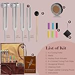 Tuning Forks for Healing Set (128Hz, 136.1Hz, 256Hz, 384Hz) with Activator & Reflex Hammer, Sound Therapy Instruments for Chakra/Yoga/Meditation, Frequency Healing Devices in Vegan Leather Pouch - Image 3