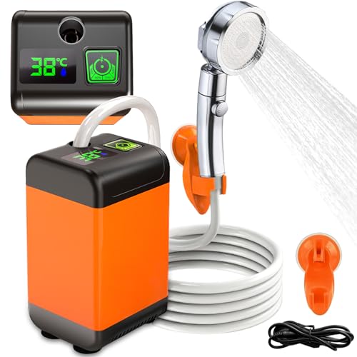 Qjwdb Portable Shower For Camping: Outdoor Electric Shower Rechargeable Pump With Intelligent Digital Display cover
