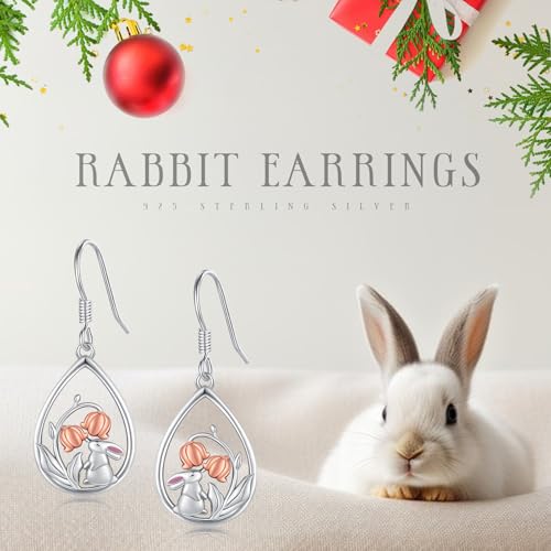 Boucles d'oreilles lapin en argent sterling 925 hypoallergénique - 2
