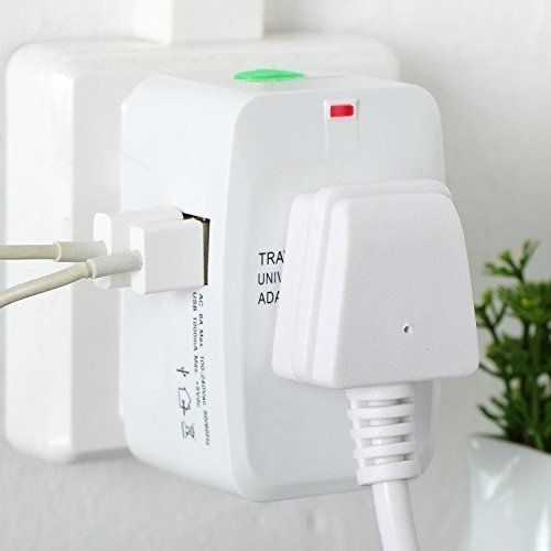 Universal Travel Adapter with Built-in Dual USB Charger Ports 100-240V Surge/Spike Protected Electrical Plug.-image-49