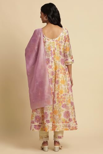 Image of W for Woman Women's Chanderi Kurta and Pant with Dupatta Set