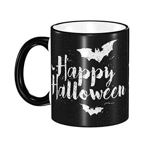 マグカップ ハロウィン 黒 陶器 マグ スープ コウモリ柄 マグカップ カップ コーヒーカップ ティーカップ Mug 330ml 磁器 耐熱 食器洗浄機対応 簡潔 人気 かわいい おしゃれ 両面プリント 家庭用 キチン用 プレゼントのサムネイル