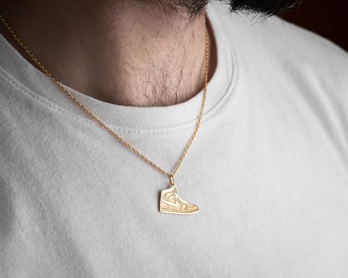 925 Silver Basketball Shoe Pendant Necklace - Gold Sports Jewelry Sneaker Necklace4