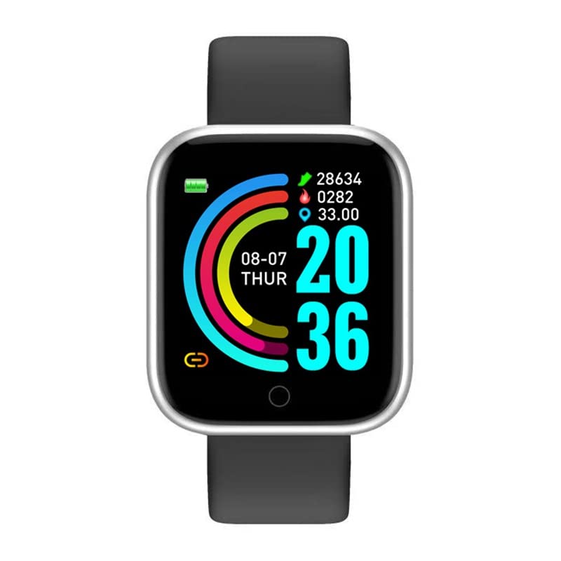 Bloat D20 Touchscreen Smart Watch Bluetooth Smartwatch with Heart Rate Sensor and Basic Functionality for All Boys & Girls (Silver, Chrome)