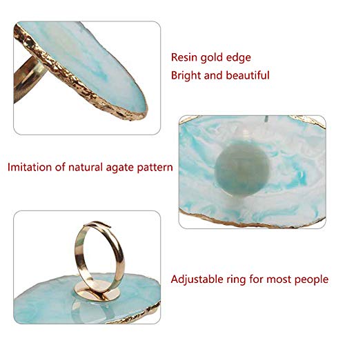 Sukpsy 2 Pcs Resin Stone Nail Art Palettes With Adjustable Finger Rings, Color Mixing Plate For Eyelash Extension Ring False Nail Tips Drawing Nail Color Palette Nail Art Equipment(Pink & Blue) #TOP2