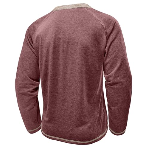 Henley Shirts for Men Long Sleeve with Pocket Casual Stylish Button Collared T-Shirt Colorblock Undershirt 2025 Fashion4