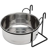 Pet Food Water Bowl with Clamp Holder Stainless Steel Coop Cup for Dog Hanging Pet Bowl for Dog B...