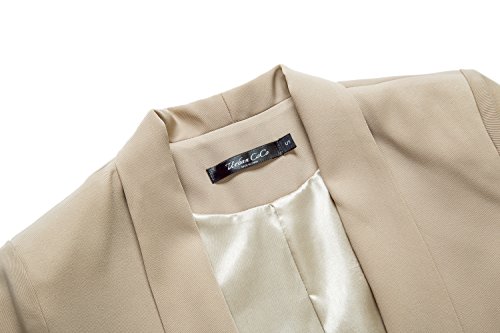 Urban Coco Women's Office Blazer Jacket Open Front (L, Khaki) #TOP3