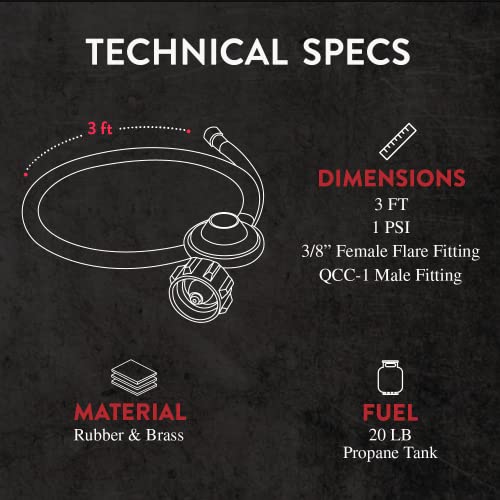 Gas One 2106 3 Ft Regulator Fire Pit Grill Heater Propane Hose, 3 Feet #TOP1