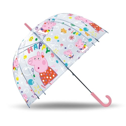 Kids Euroswan - Regenschirm Transparent Glocke 19'' Peppa Handbuch, mehrfarbig (PP17100)