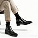ENOEGMSD Men's Leather Chunky Heel Chelsea Boots Fashion Pointed Toe Side Zipper Chukka Booties Classic Buckle Strap Block High Heels High Top Formal Dress Ankle Boots (Black,11)
