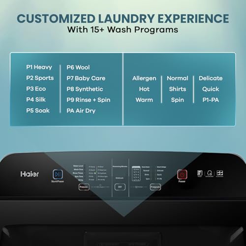 Image of Haier 7 Kg, 5 Star, Oceanus Wave Technology Toughened Glass Fully Automatic Top Loading Washing Machine (HWM70-678ES8, Magic Filter, Softfall, Near Zero Pressure, Dark Jade Silver)