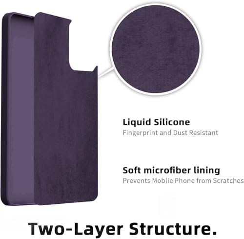 Image of DIZORO Liquid Silicone Case with Microfiber Cushioning Compatible for Samsung Galaxy S22 5G Shockproof Slim Back Cover, Gel Rubber Full Body Protection (Deep Purple)