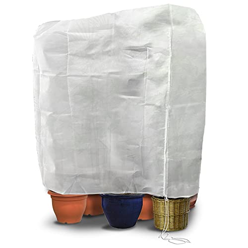 VOUNOT Funda para Plantas, Cubierta Vegetal Tela no Tejida 150g/m² Protector Plantas Invierno contra Heladas Reutilizable con Cordón y Cremallera, 250x360cm, Blanco