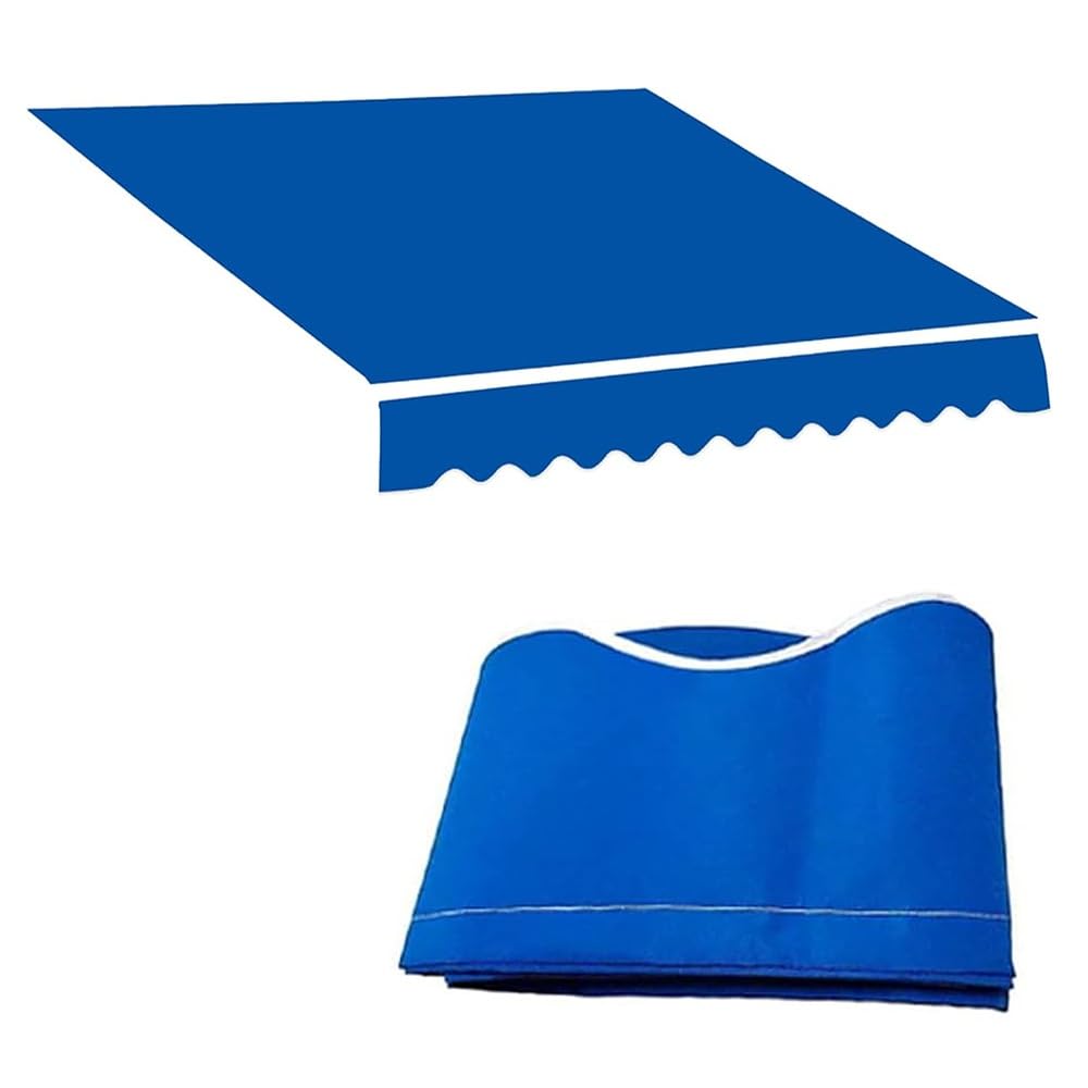Blue Polyester Replacement Patio Awning Fabric Canvas Shade Awnings Fabric, Manual Awning Canopy Cover Replacement, Patio Canopy Replacement Cloth