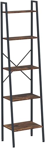 Miniatura 5 de Hoctieon Estantería de escalera industrial, estante de escalera multifuncional, estantería alta de 5 niveles, estantería de escalera abierta, para