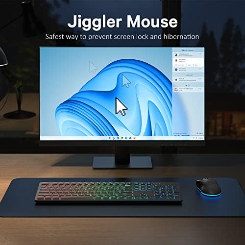 Earto Wireless Keyboard and Mouse, Rainbow Backlit Keyboard, Jiggler … Areyoupop