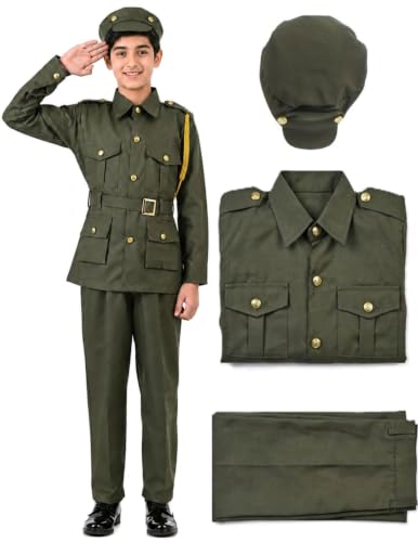 Image of BookMyCostume Premium Fabric Army Soldier with Whistle Professional Community Helper Kids Fancy Dress Costume 11-12 Years