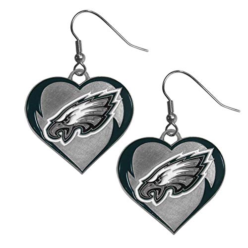NFL Philadelphia Eagles Womens Heart Dangle Earrings, Team Color, One Size