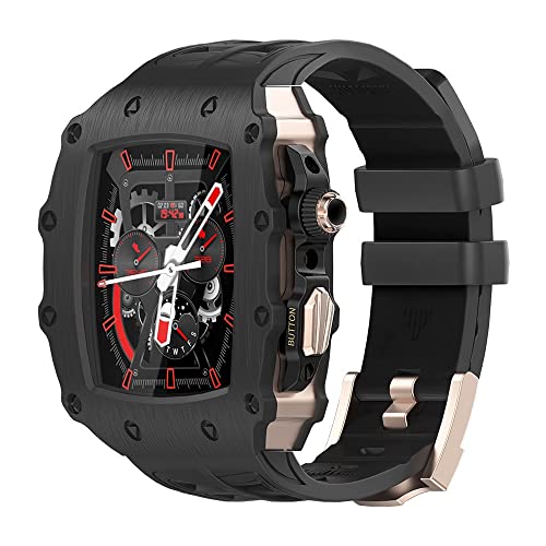 Bracelet en caoutchouc Apple Watch avec boîtier de protection métal pour iWatch 45mm 44mm