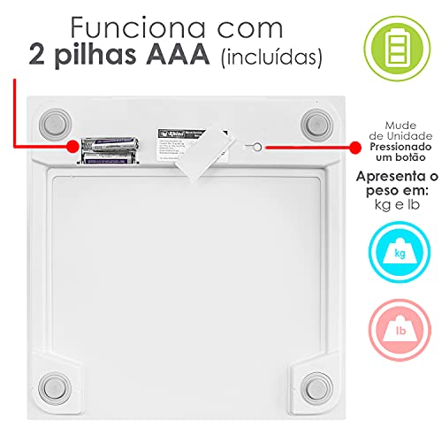 Balança digital de banheiro para peso corporal Rhino BABA-180. Balança eletrônica