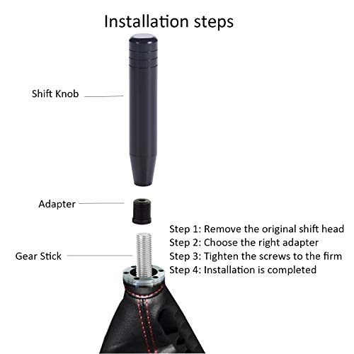 Bashineng Long Shift Knob Extension Shifter Handle Aluminum Alloy Gear Stick Transmissions Weighted Shifting Lever Universal Fit Most Manual Automatic Cars Truck Suv (Black) #TOP3