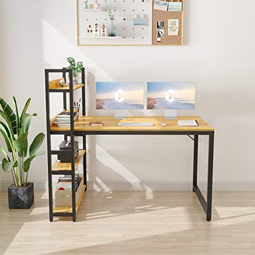 Cubicubi Computer Desk 55 Inch With Storage Shelves Study Writing Table For Home Office,Modern Simple Style, Natural #TOP1
