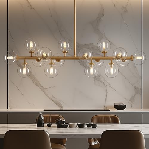 Gold Mid Century Modern Chandelier for Dining Room Light Fixture,...