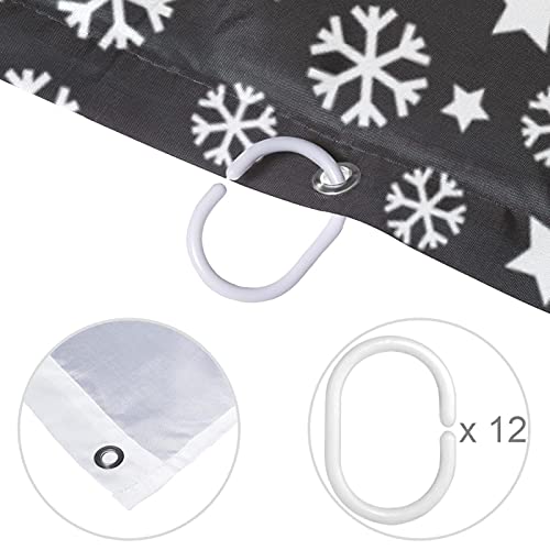 Rideau de douche de Noël grand format avec 12 crochets de baignoire