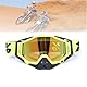 Motocross-Brille Mit Verspiegeltem, Motocross Lederbrille, Motorradbrille, Geeignet für Motorräder, Rennwagen, Offroad-Rennen, Offroad-Motorräder, Mountainbikes, Ski- Oder Offene Helme Usw, Gelb