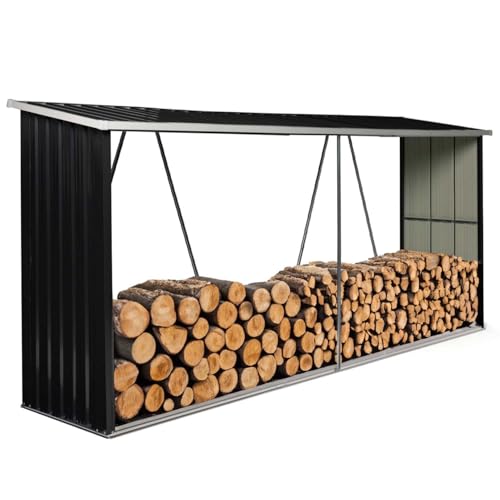 IDMarket - Abri de Stockage 4 m³ Gris en Acier galvanisé pour bûches