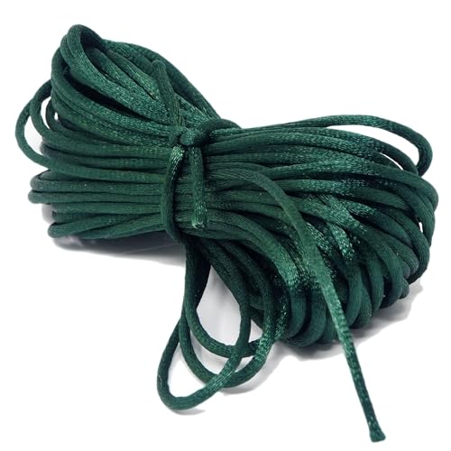 Cordón Cuerda Hilo Cola de Ratón Satinado Material para Abalorios Manualidades Bricolaje Trabajos Manuales Bisuteria Kumihimo Rat Tail Cord 10 Metros Ancho 2 mm Verde