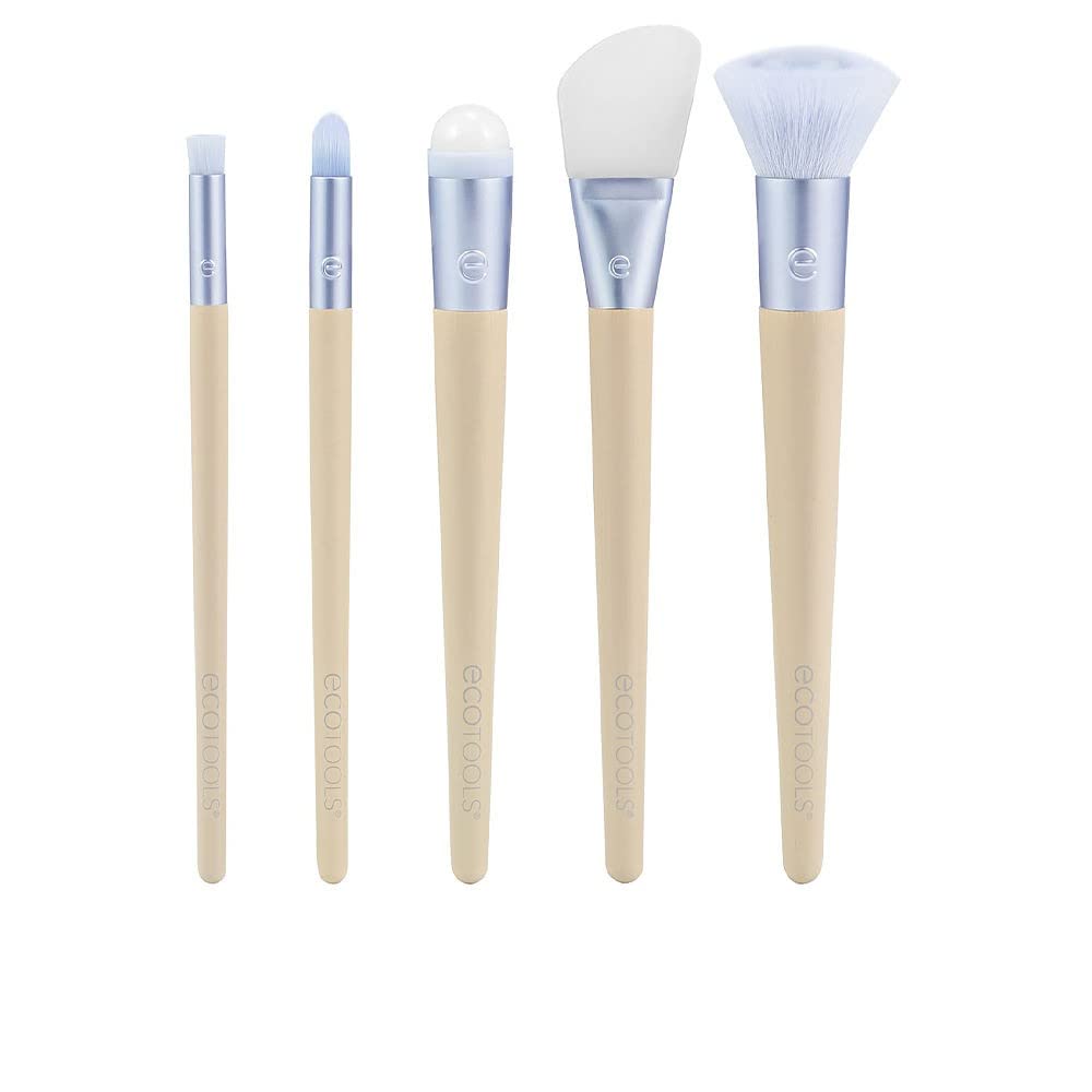 EcoTools Elements Limited Edition Hydro-Flow Skincare & Makeup Application Brush Kit, 5 Piece Brush Set, Blue