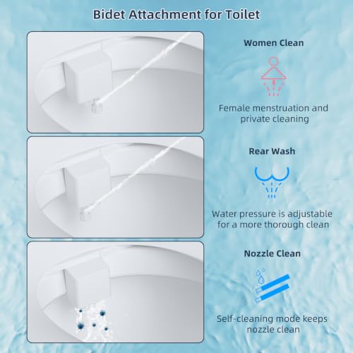 Hibbent Bidet Attachment, Hot & Cold Water Spray Bidet Toilet Seat, White - image 2