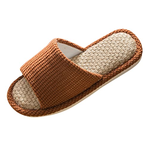 RTPR Pantuflas planas cómodas pantuflas señoras señoras zapatillas antideslizantes de interior zapatillas de lino cuatro estaciones zapatillas de lino par modelos zapatos S zapatos de mujer zapatos