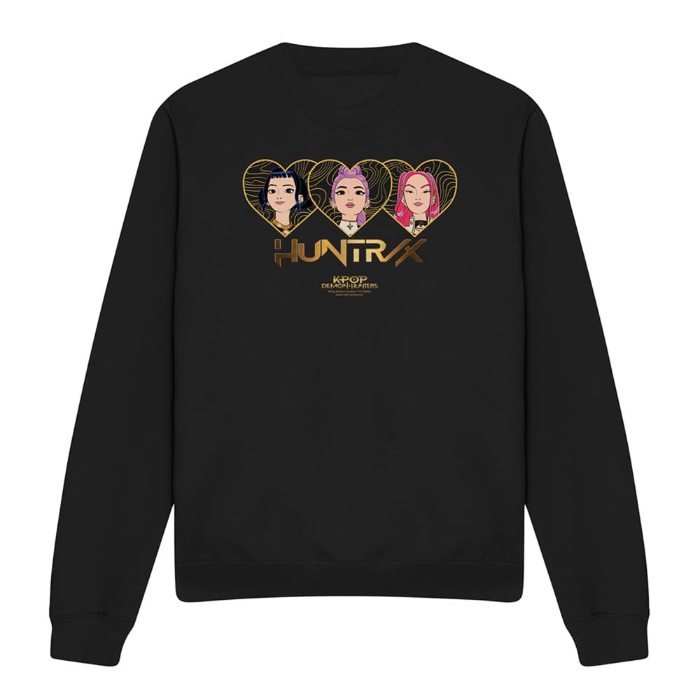 Kpop Demon Hunters Huntrix Golden Hearts Unisex Sweatshirt, Black, XX-Large