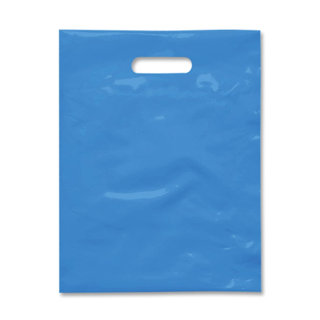 Practicon Plastic Merchandise Bag with Die Cut Handle, 9″ x 12″ Size, 2 Mil Bag, 100 Pack, Blue