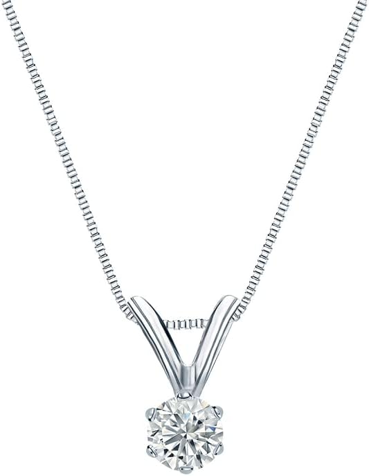 ERAA Jewel 1 CT Round Colorless Moissanite Engagement Pendant, Wedding Bridal Pendant, Eternity Sterling Silver Solid Diamond Solitaire -Prong Anniversary Promise Gifts for Her