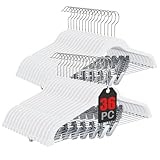 Korpai Kleiderbügel aus weißem Samt mit Clips, verstellbar, für Erwachsene, Kleiderbügel,...