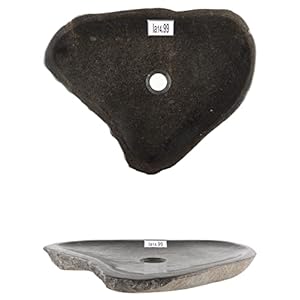 Wohnfreuden Natuursteen wastafel grijs rond 50 cm – riviersteen wastafel plat opzetwastafel