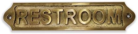 Sam Star Brass Metal Door Sign Plaques| Antique Finish| Easy DIY Installation Plaques| Best Home Decor Plaques| Plaques for Gents, Ladies, Office, Laundry, Restroom, Push, Pull, Parking (RESTROOM)