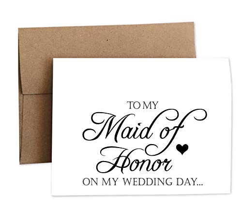 To My MAID OF HONOR on my WEDDING Day - Note Card - White - RUSTIC - Recycled - Eco Friendly