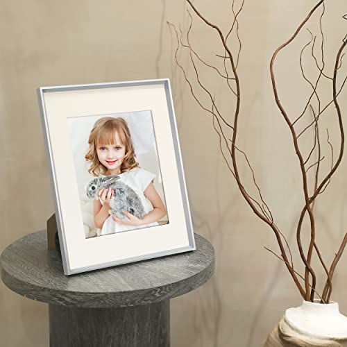 Folkor 11X14 Silver Frame With Mat For 8X10 Pictures Or Without Mat For 11X14, Aluminum Photo Frame With Stand For Tabletop Wall Display, Gallery Wall Art For Home Bedroom Decor (Silver, 1 Pack) #TOP7
